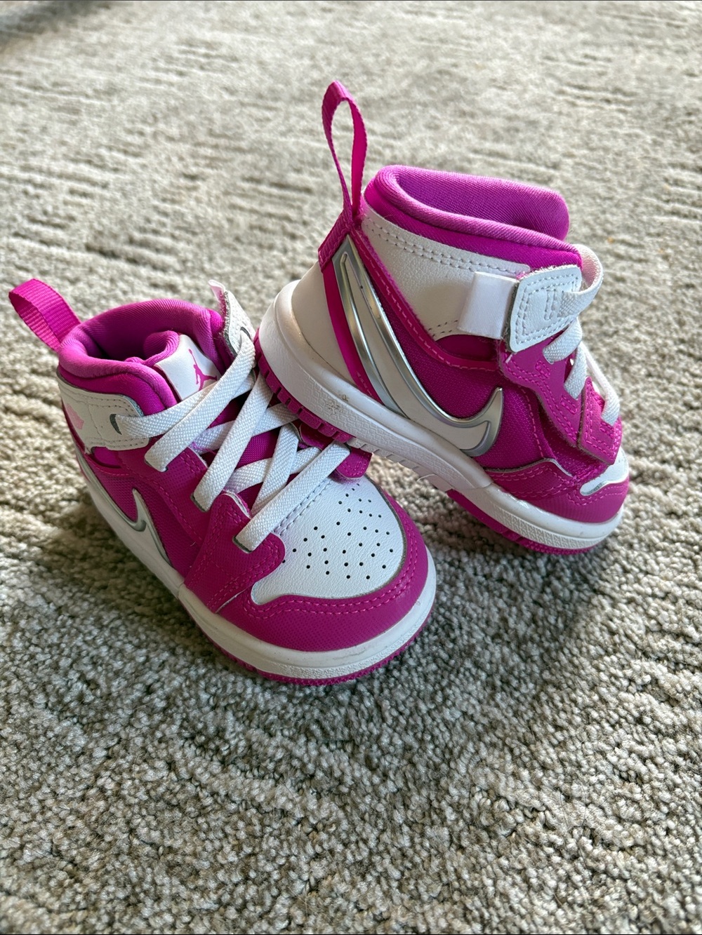 Nike Kids White and Hot Pink High-Top Sneakers